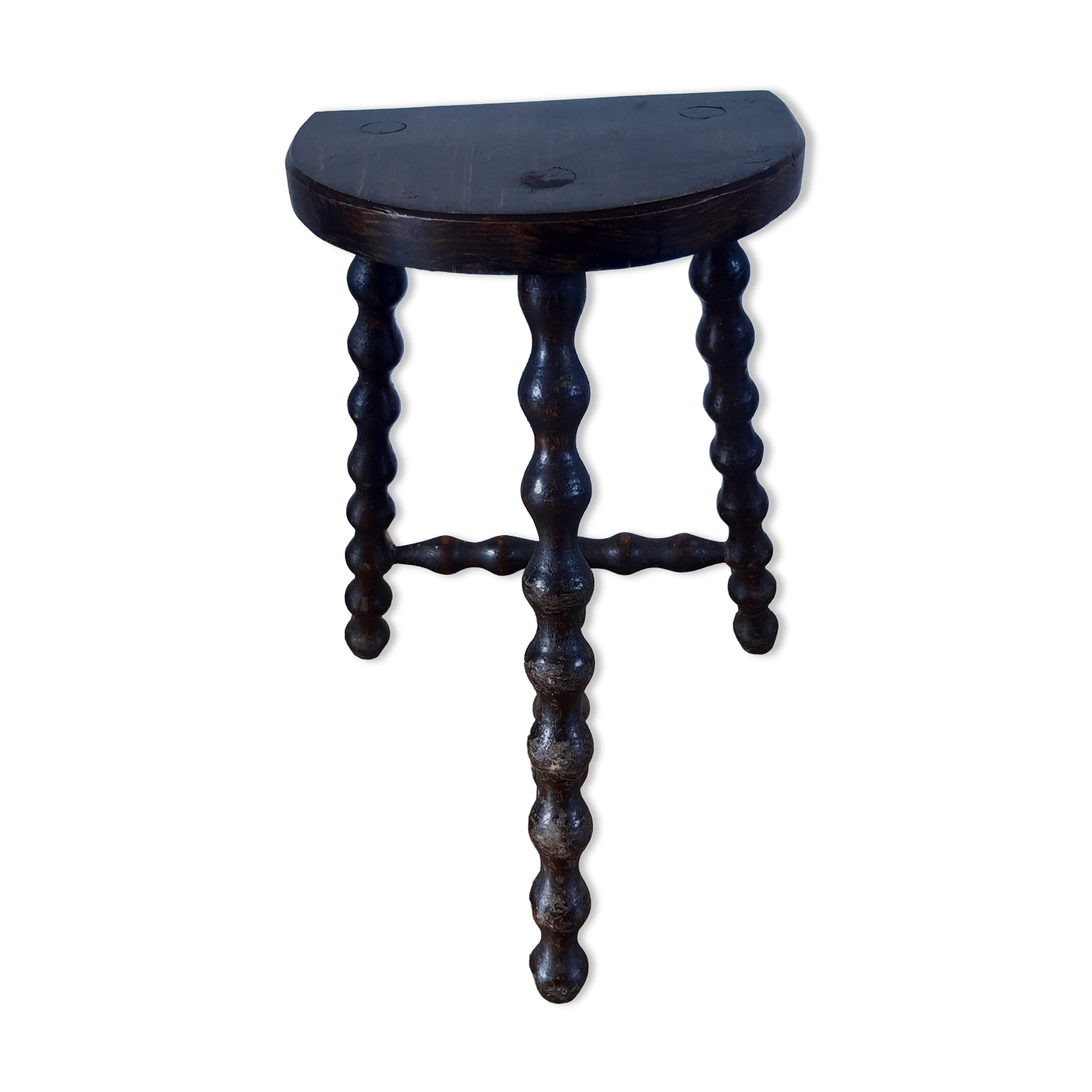Stool vintage tripod wooden plant beaded feet