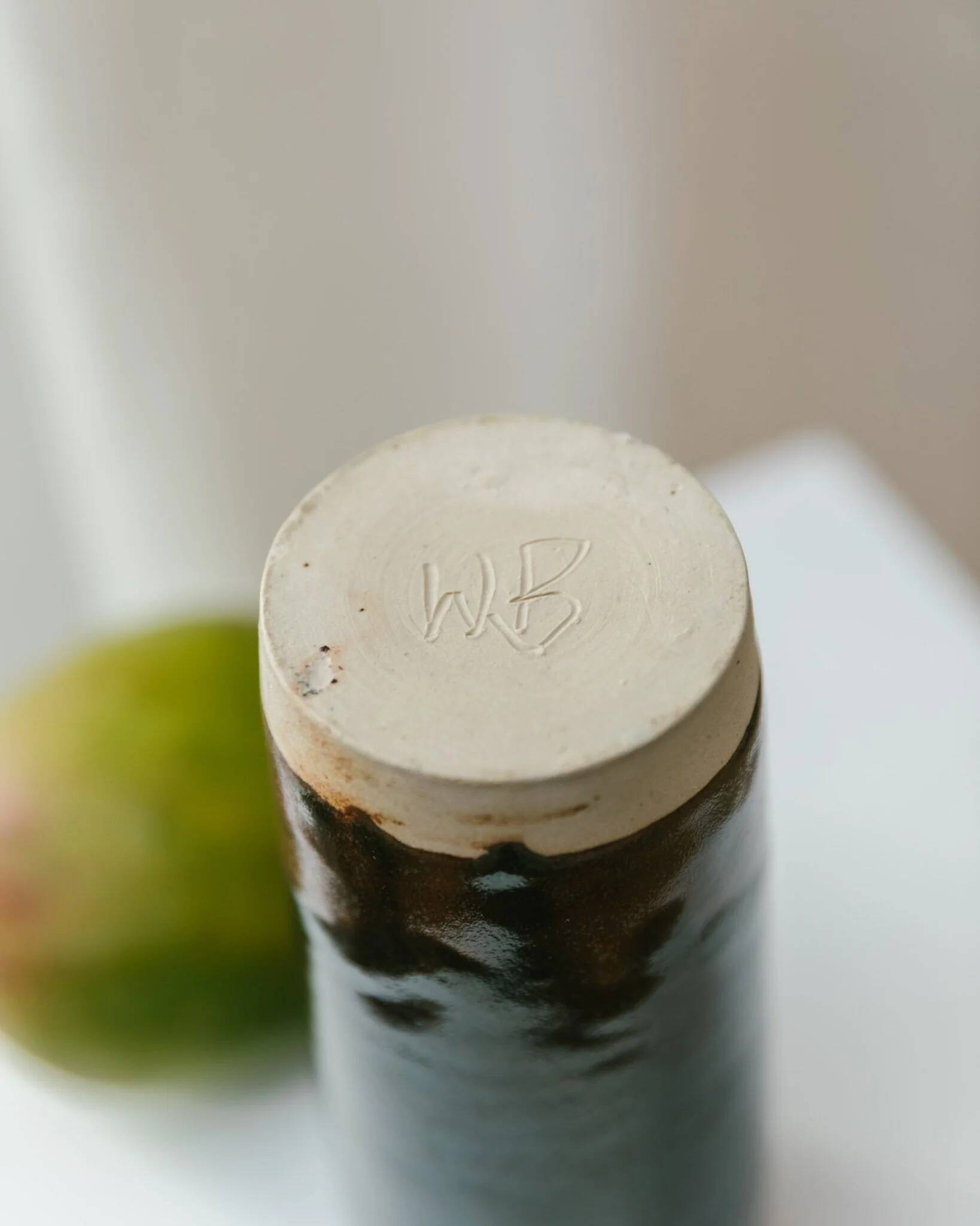 Vert ceramic vase by Werner Baumberger – studio stoneware, partially glazed, 1970s vintage