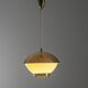 Large brass pendant with engraved opaline glass