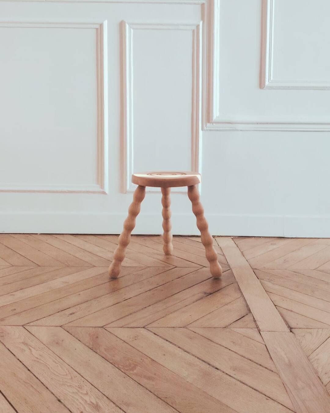 Small tripod/ bedside table/ renovated vintage stool, 1970s