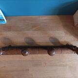 Coat rack wood 4 hooks patinated deco