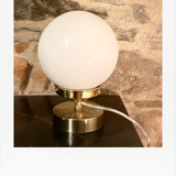 Opaline brass table lamp