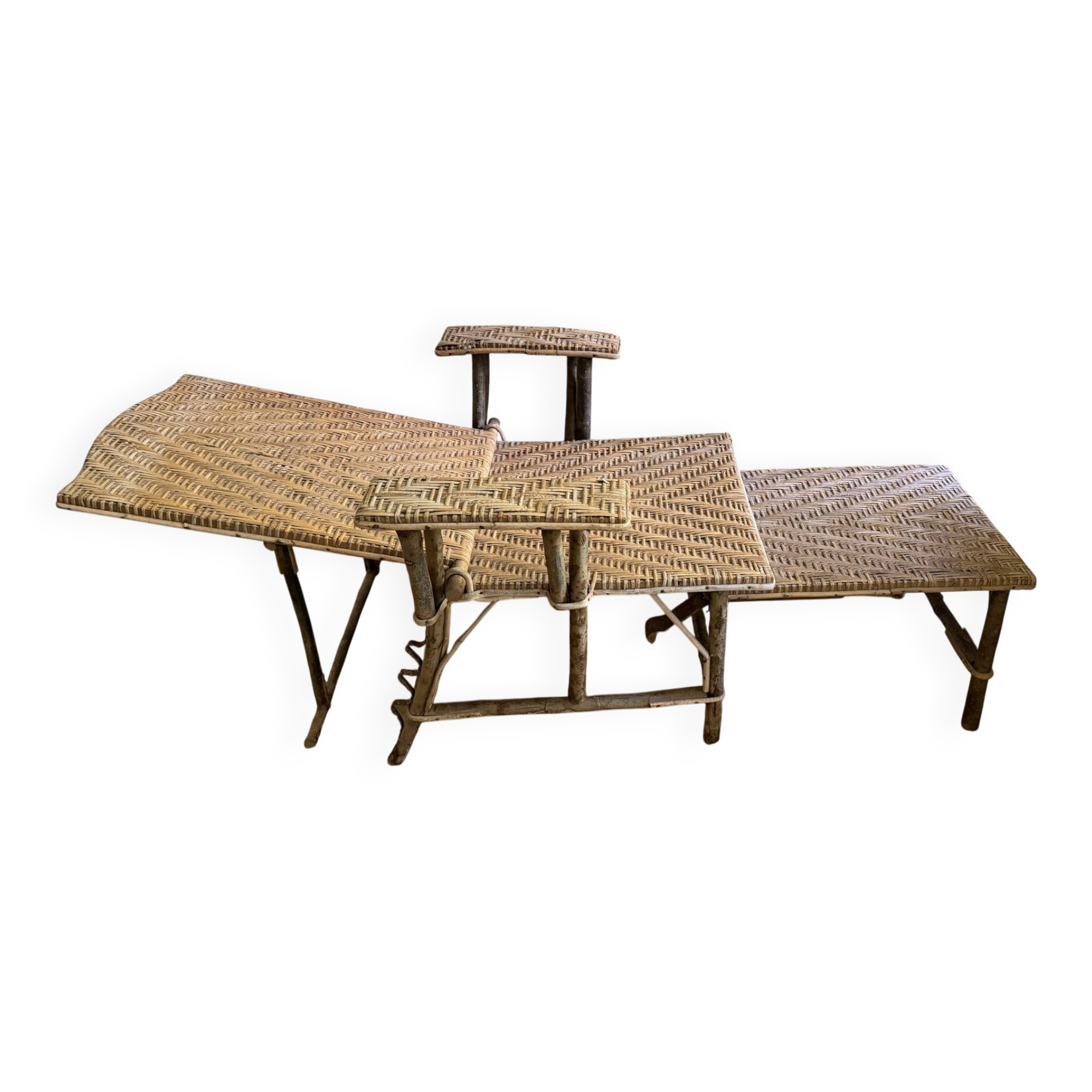 Chaise longue en rotin