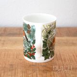 Porcelain Four Seasons Woodland Animals Mug, Winter Nature Scenery