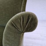 1960s, Danish 2-seater sofa, green furniture velour, beech wood.