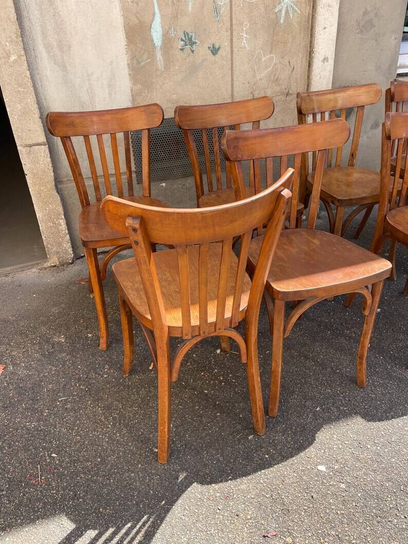 7 chaises bistrot vintage style Thonet Baumann
