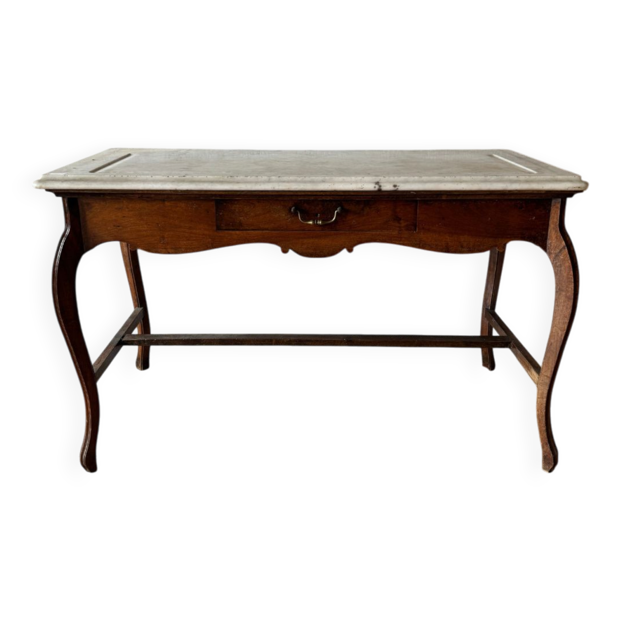 Console ancienne en noyer et marbre - 19ème