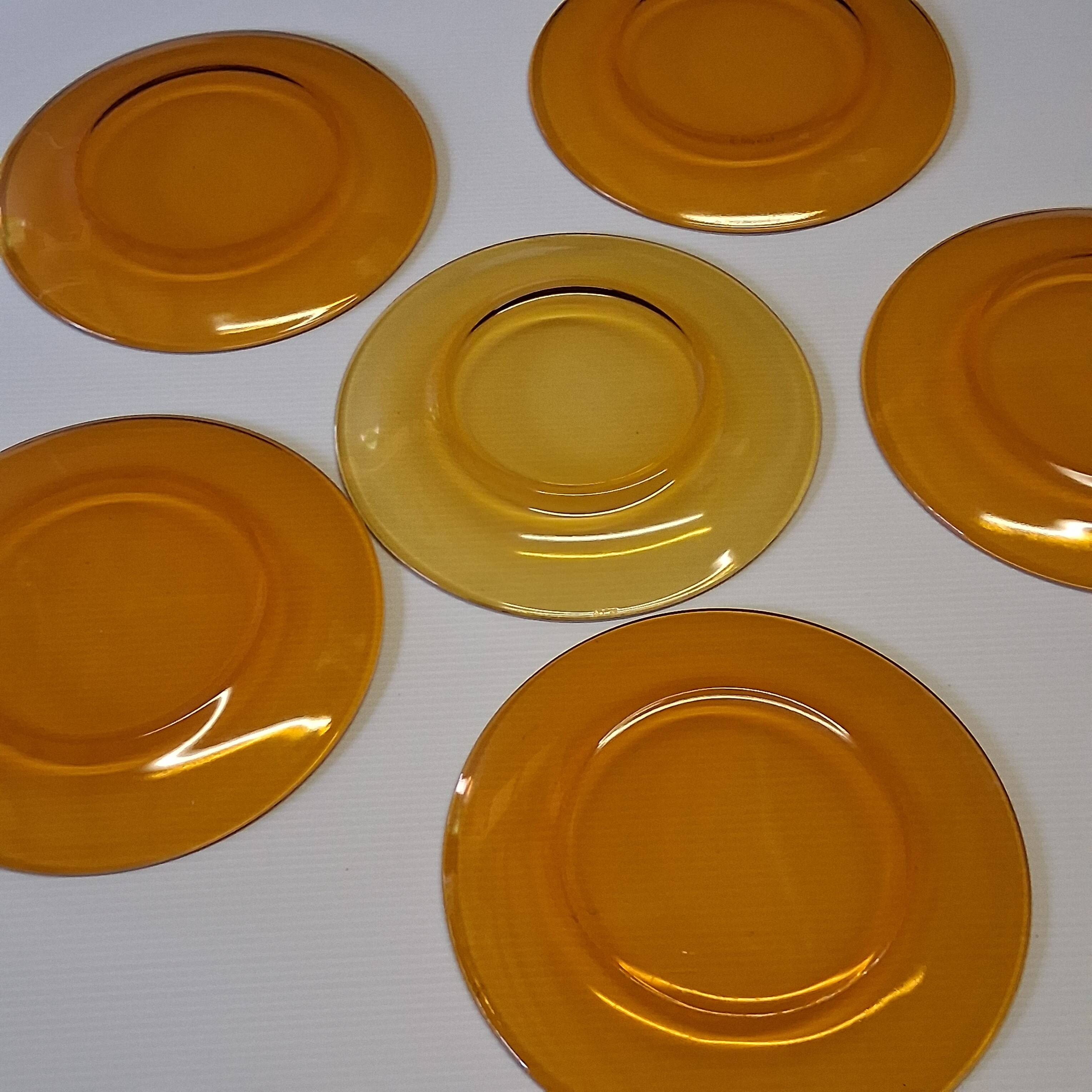 Lot de 6 assiettes à dessert en verre jaune de chez Duralex en bon état