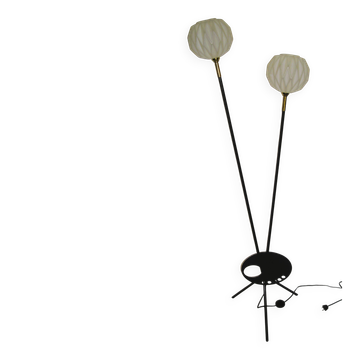 Tripod floor lamp with shelf from the 1950s.