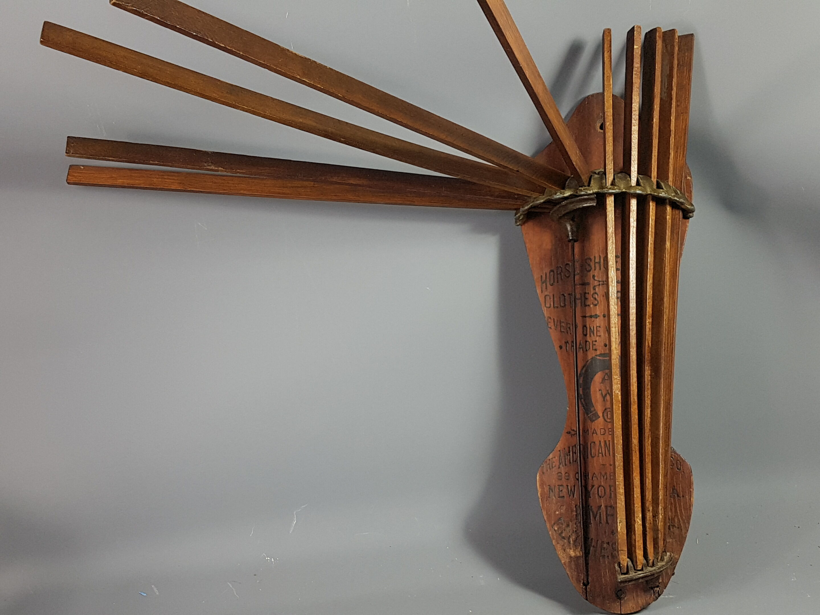 Old foldable wooden linen- - U.S. vintage - Wooden folding clothes wringer SB
