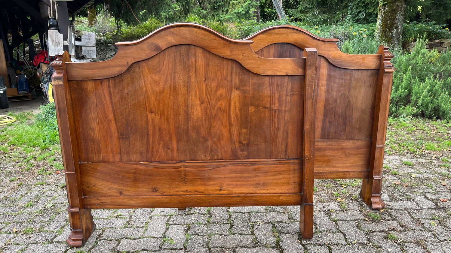 Antique solid walnut boat headboards
