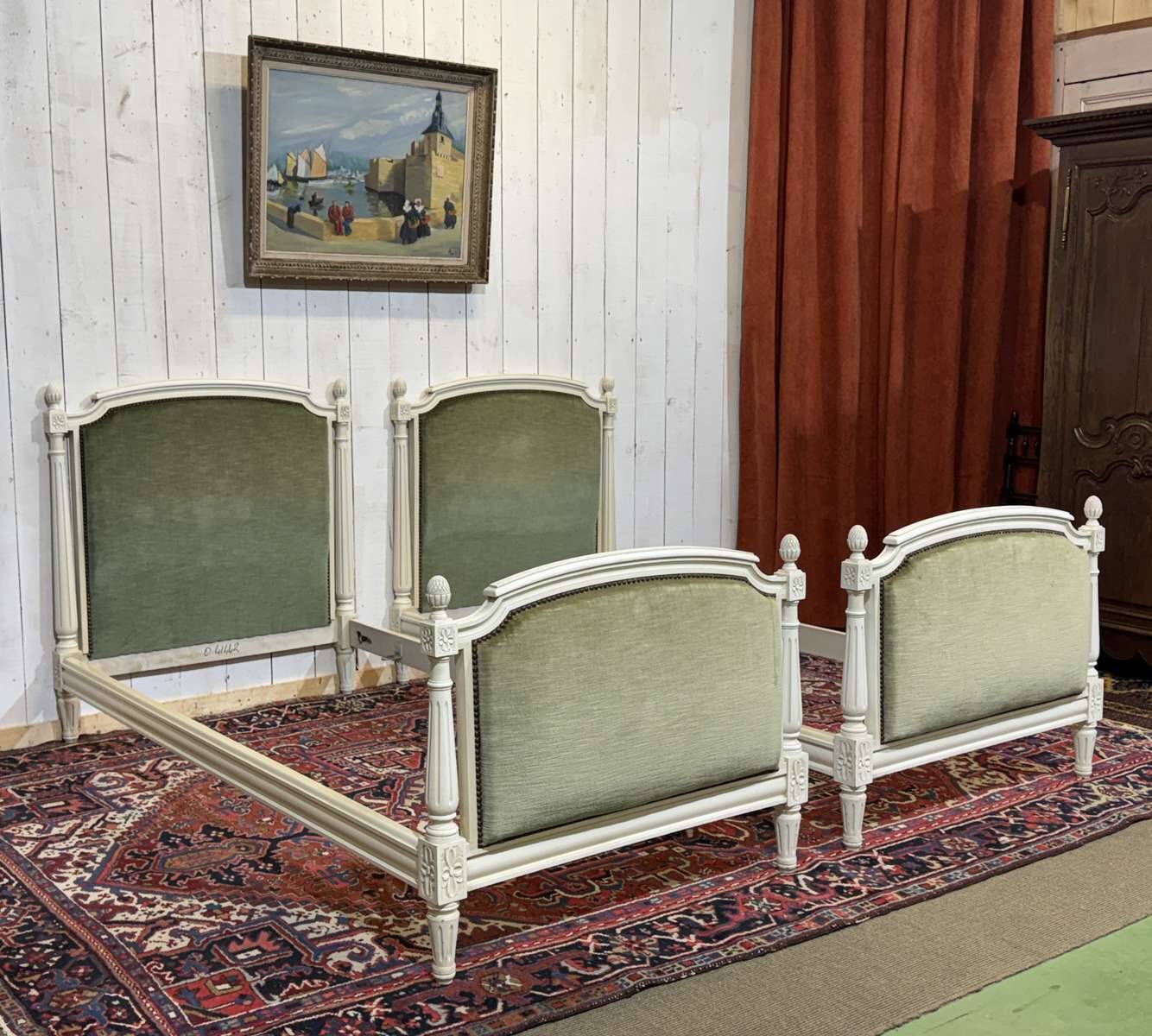 Pair of Louis XVI style beech beds
