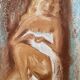 Signed pastel portrait of a woman "the manicurist"