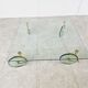 Glass coffee table with wheels, 1980s