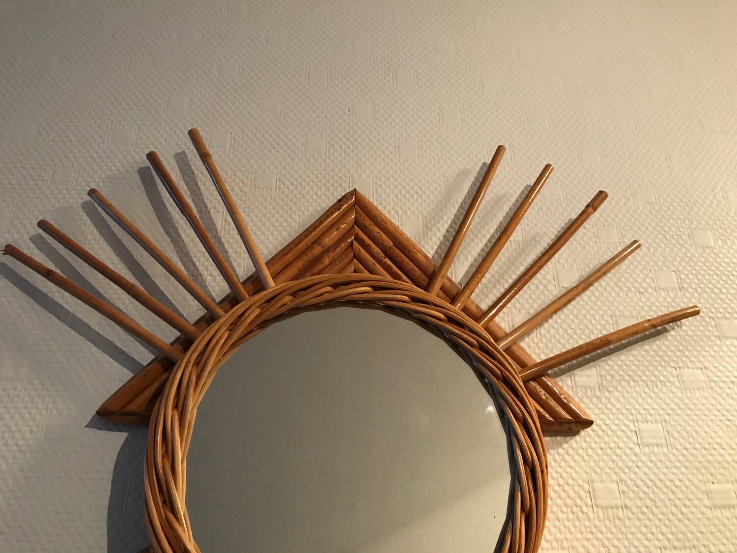 Antique vintage rattan mirror