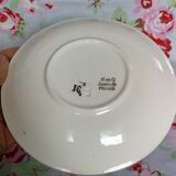 Ancient cup and saucer K-G Luneville - Geometric blue fruit stencil pattern