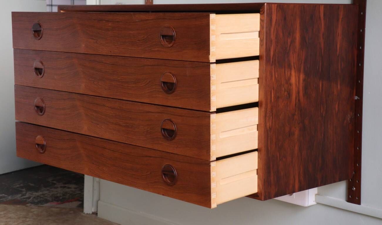 Modular rosewood wall bookcase by Thygesen and Sorensen for Hg Furniture, 1960