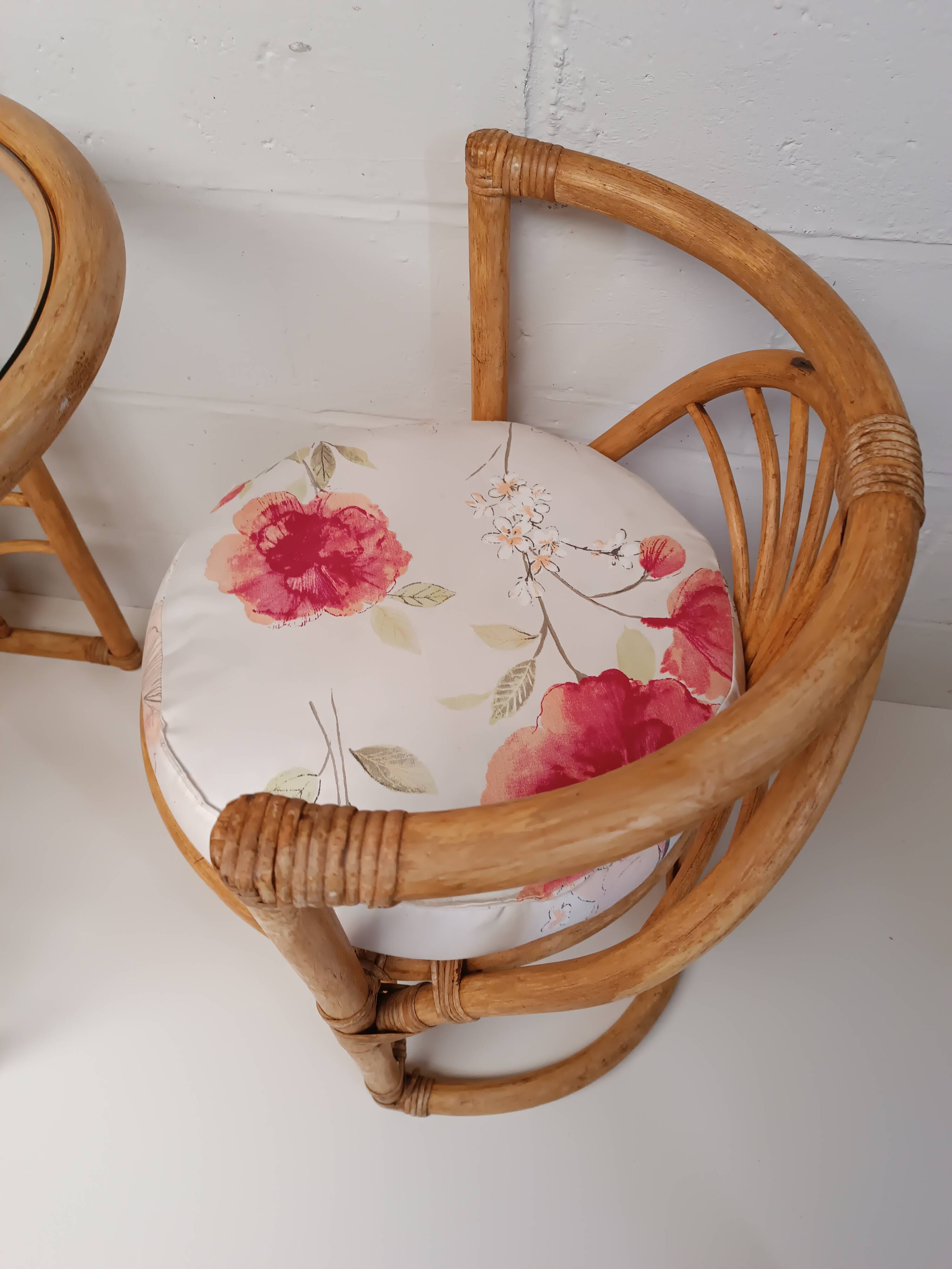 Vintage rattan table and chairs set