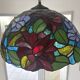 Tiffany-style floral stained glass pendant light in brass D40cm