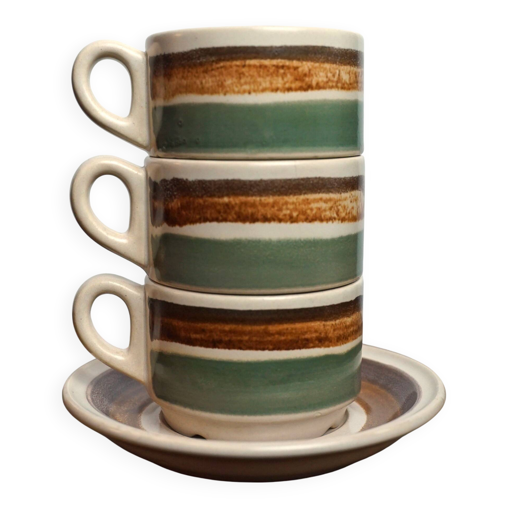 Set tasses à café Gien en grès avec soucoupes