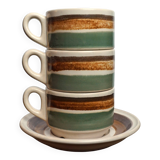 Set tasses à café Gien en grès avec soucoupes