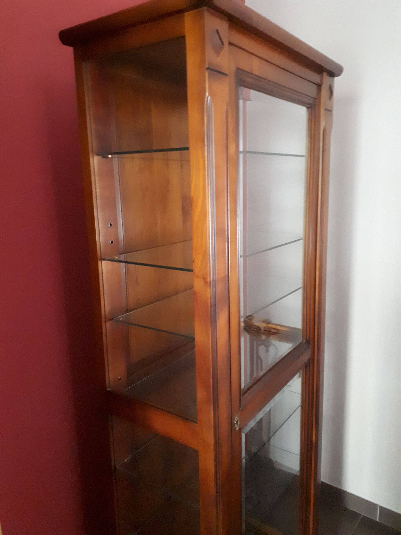 Cherry wood display cabinet with 6 adjustable glass shelves – Drimmer brand