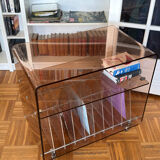 70s smoked Plexiglas hi-fi cabinet