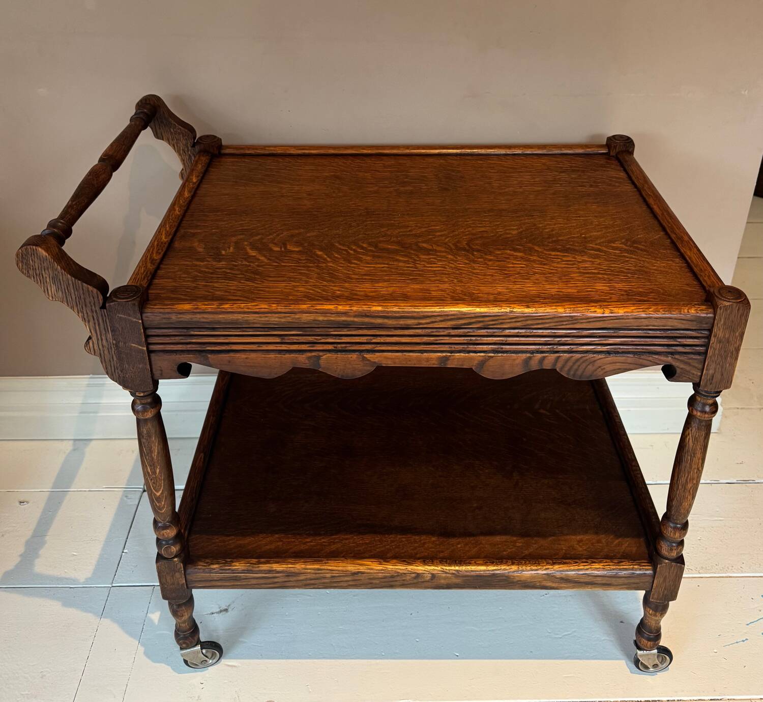 Oak Wooden bar trolley