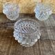 Set of 3 Vintage Glass Moulded Condiment Salts #D979