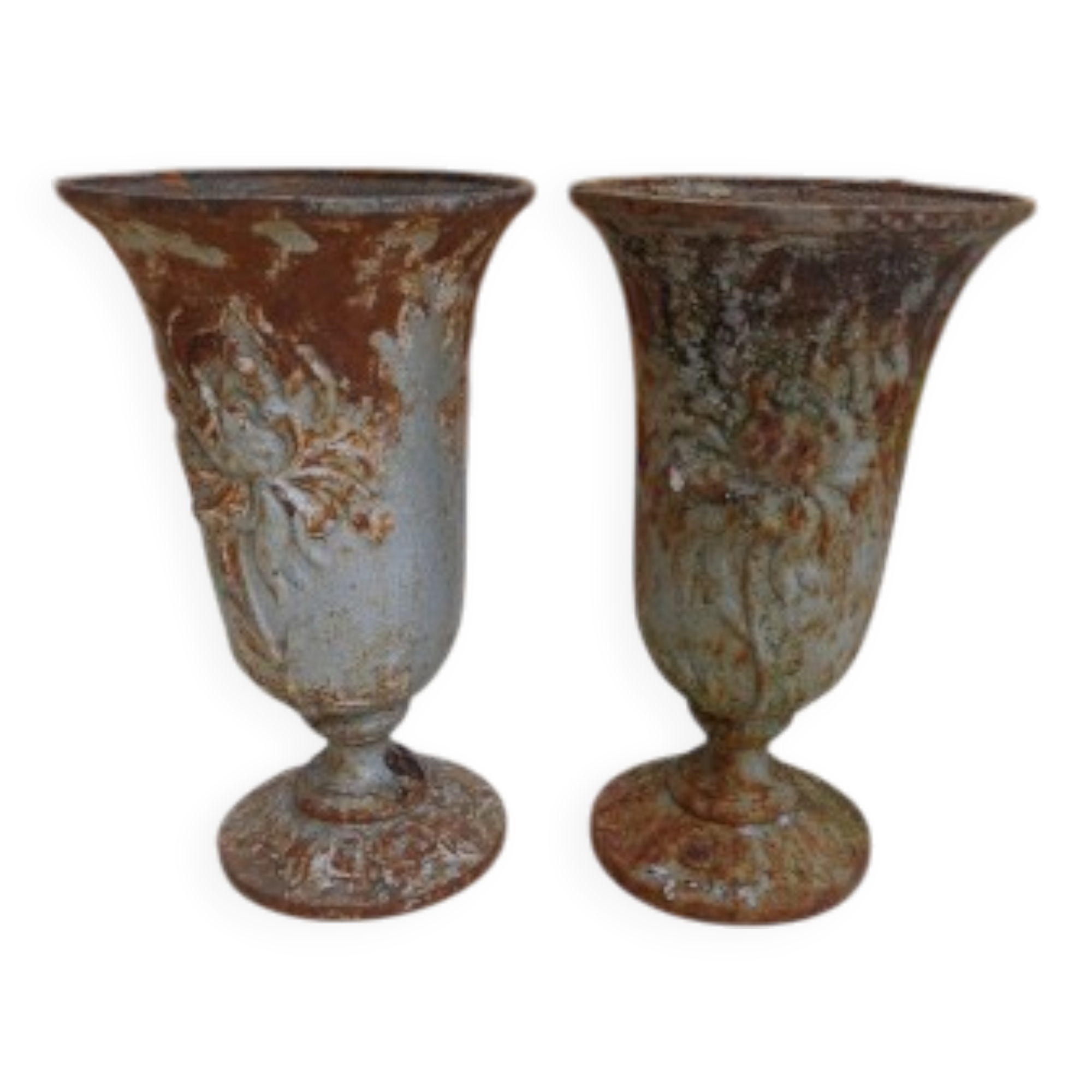 Pair of cast iron vases from 1900 from Charleville-Mézières
