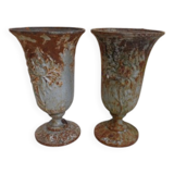 Pair of cast iron vases from 1900 from Charleville-Mézières