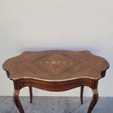 Napoleon III violin-shaped middle desk table 19th in marquetry