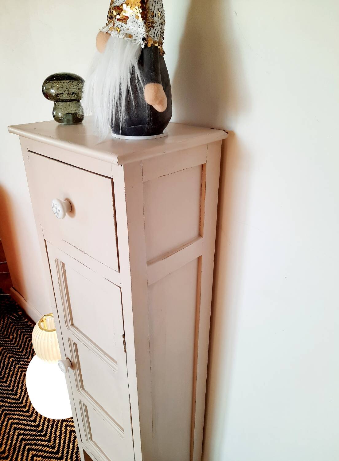 Antique tall cabinet painted white