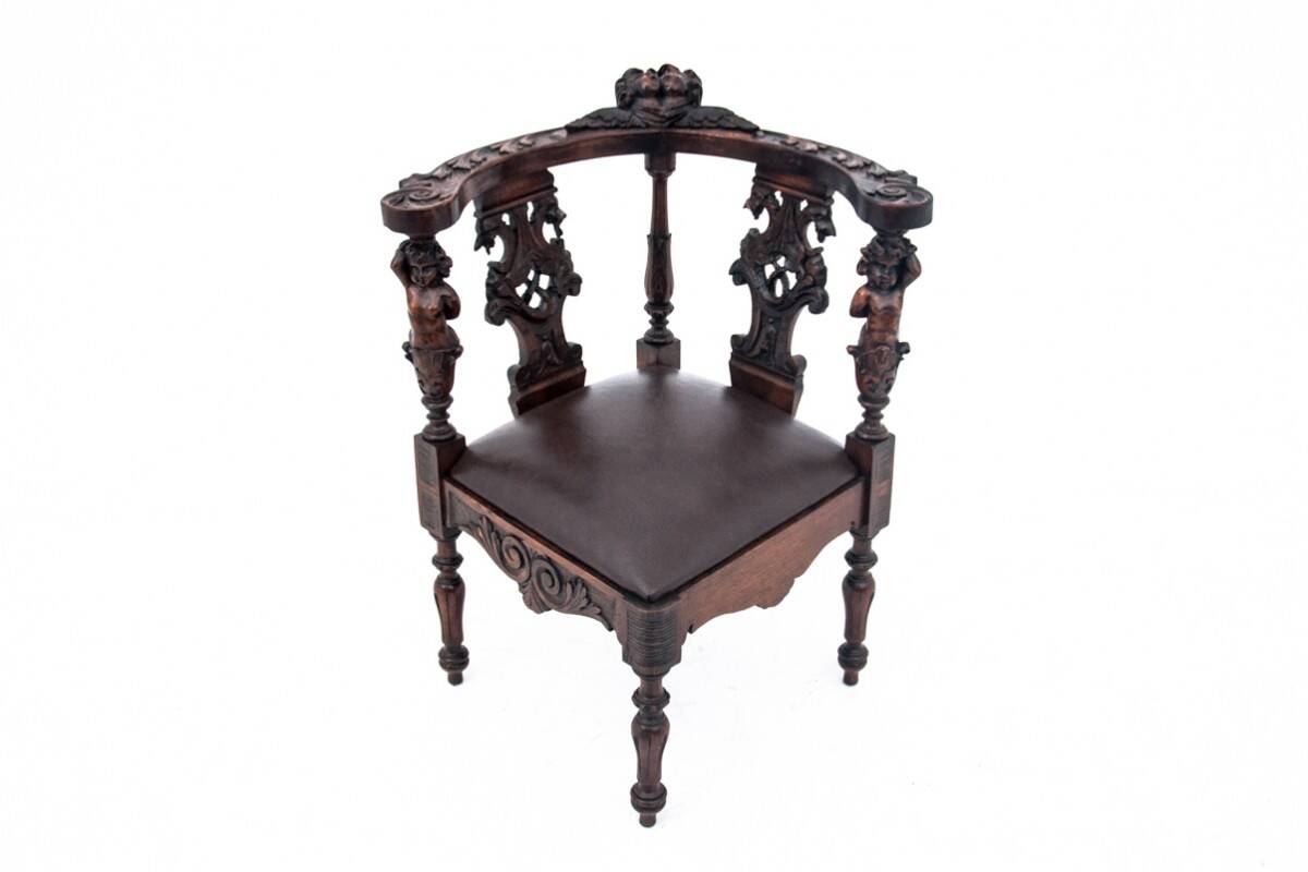 Antique corner armchair, Western Europe, circa 1900.