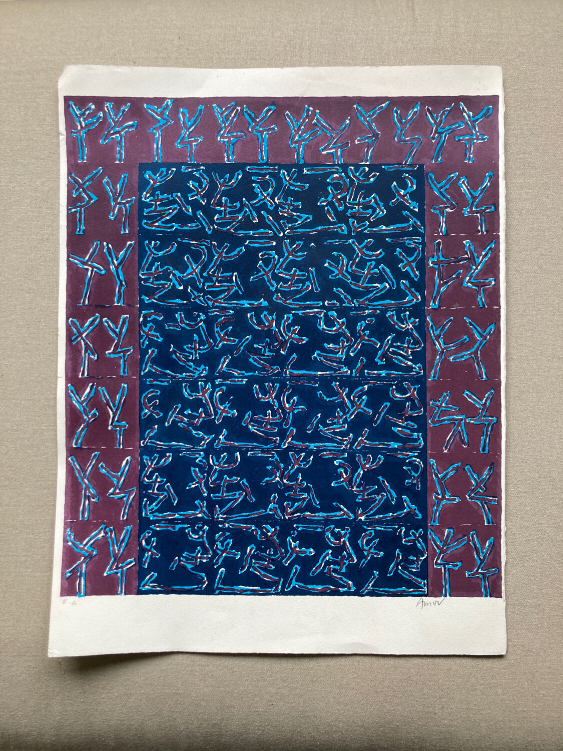 Lithograph signed Ouanes Amor 1970