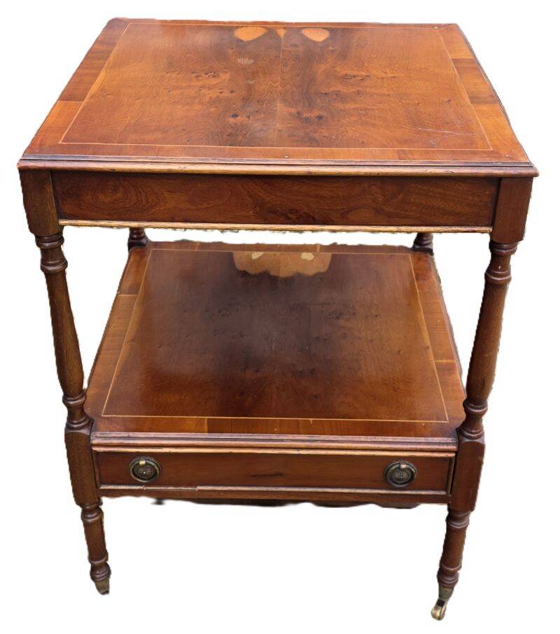 English Nightstand in Varnished Mahogany with One Drawer