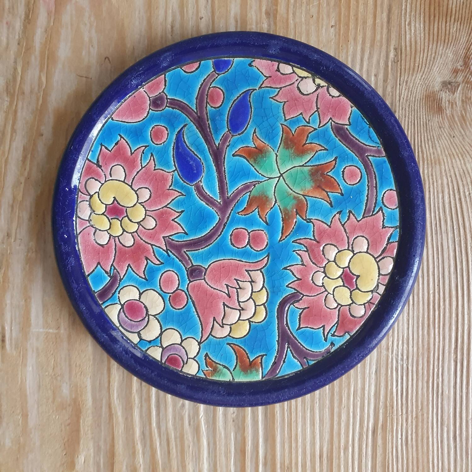2 coasters in Longwy enamel