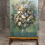 Oil on canvas entitled "Le Bouquet Bleu" and signed Marcel Depré (1919 - 1990)