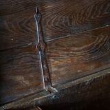 18th-century Scandinavian popular art oak chest with carved panels, dated 1764.