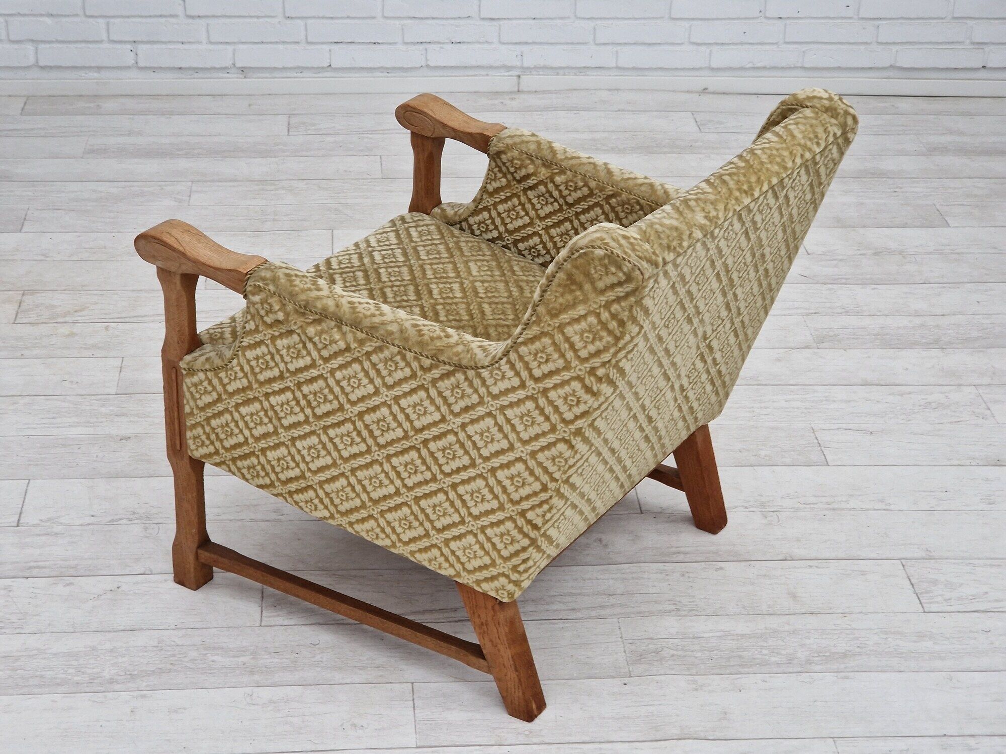 1960s, Danish design, lounge chair, furniture fabric, oak wood