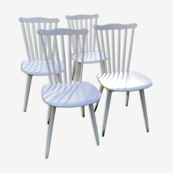 4 chaises vintage Baumann Menuet blanches