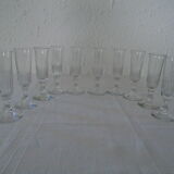 10 Louis Philippe flutes elegant old blown glasses bulled