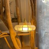 Pair of vintage portable lamps, customizable Art Deco frosted and gold glass globes