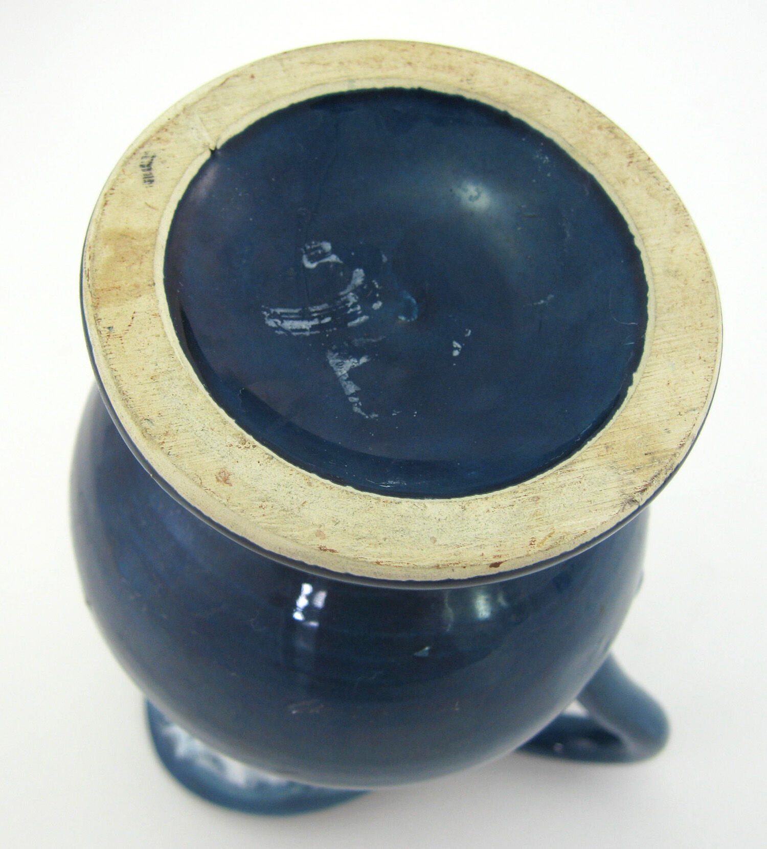 Pichet en céramique émaillée bleu marine - glaçure Fat Lava - vintage années 60