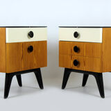 Mid-Century Nightstands with Black Glass Tops from UP Zavody, 1960s, Set of 2
