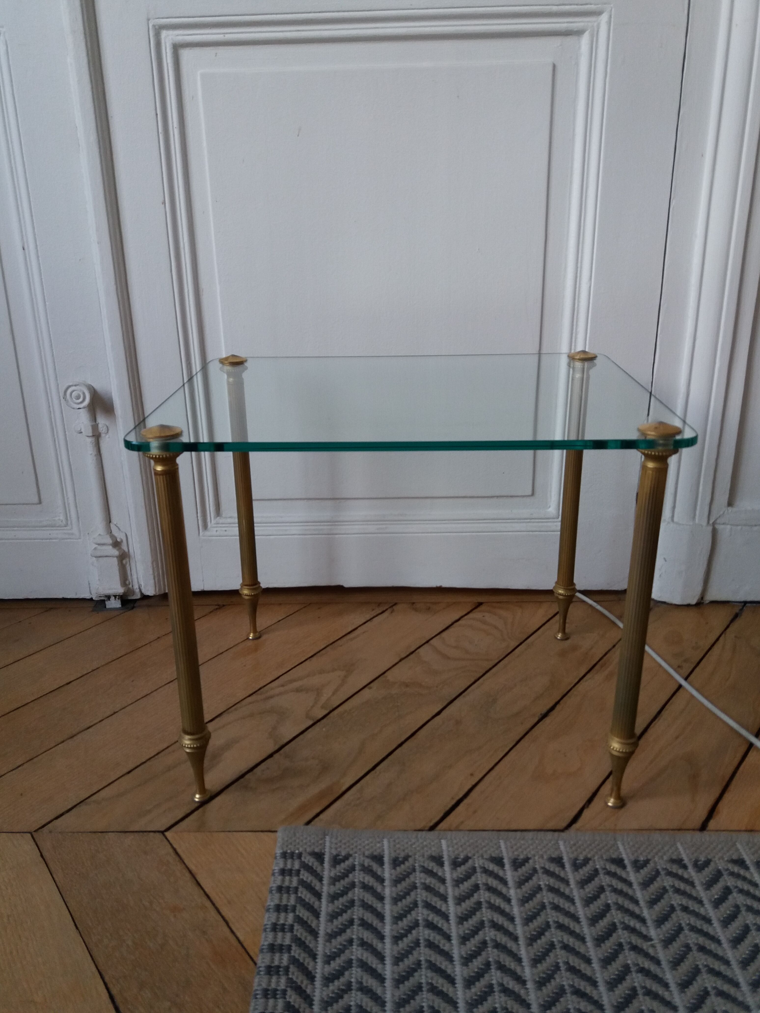 Coffee table in glass and gilded brass style Baguès
