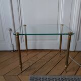 Coffee table in glass and gilded brass style Baguès