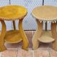 Pair of vintage velvet upholstered pedestal tables – 1950s, 44 cm high