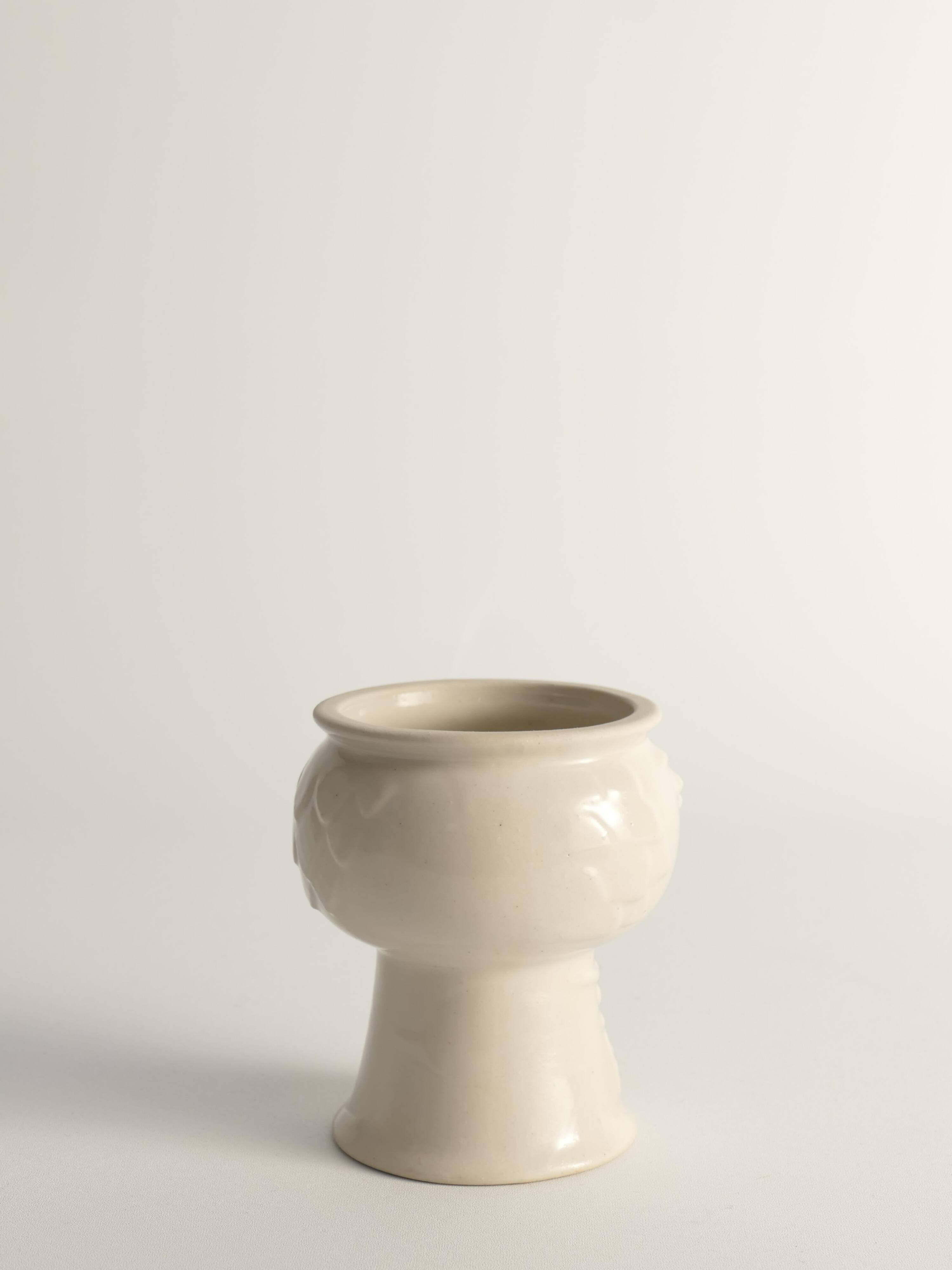 Scandinavian Modern White Porcelaine Face Vase by  Ancher Iversen, aida, Denmark