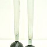 Set of 2 bubbled blown glass vases